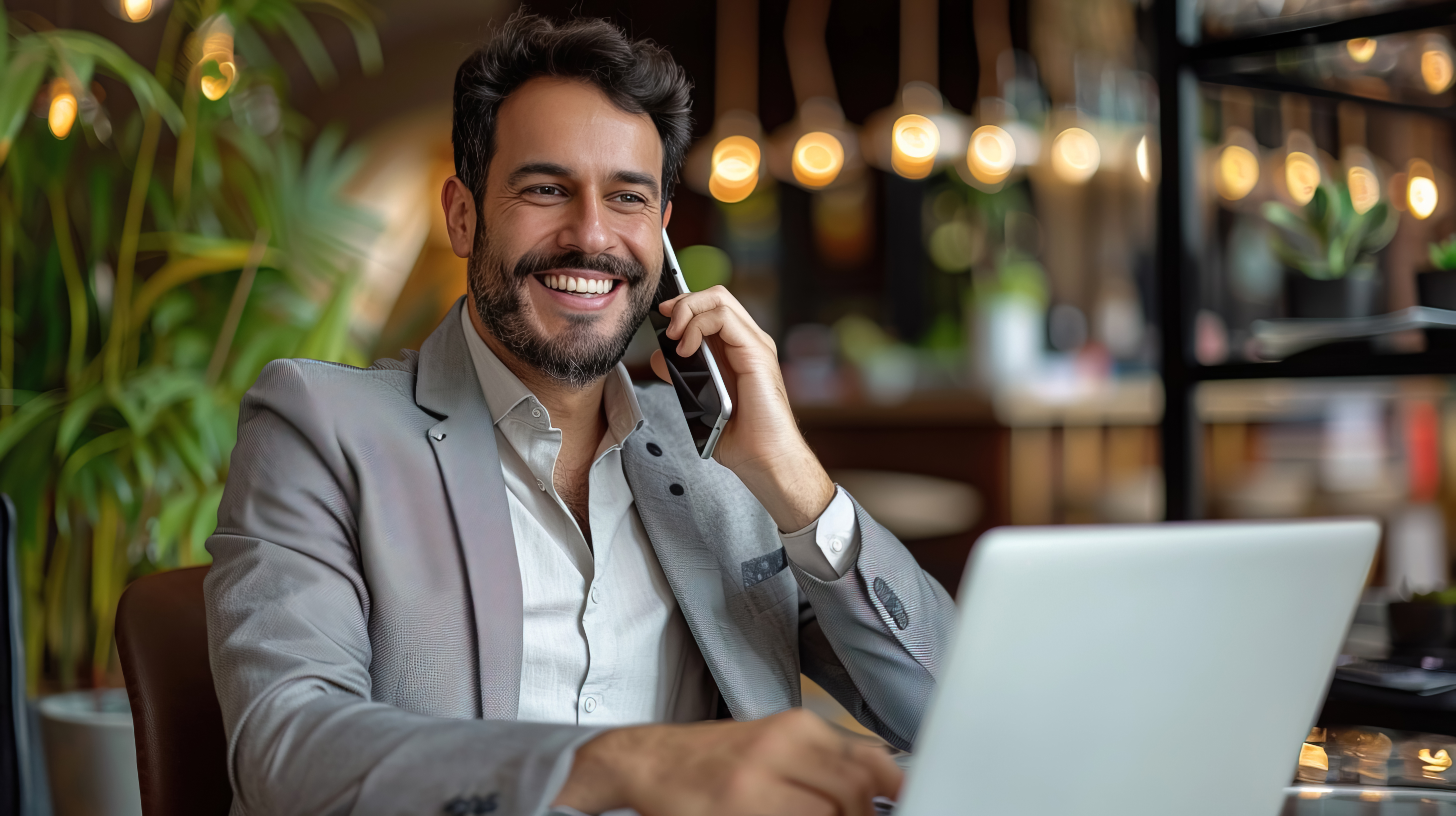 Man speaking by phone after a change in income or household circumstances