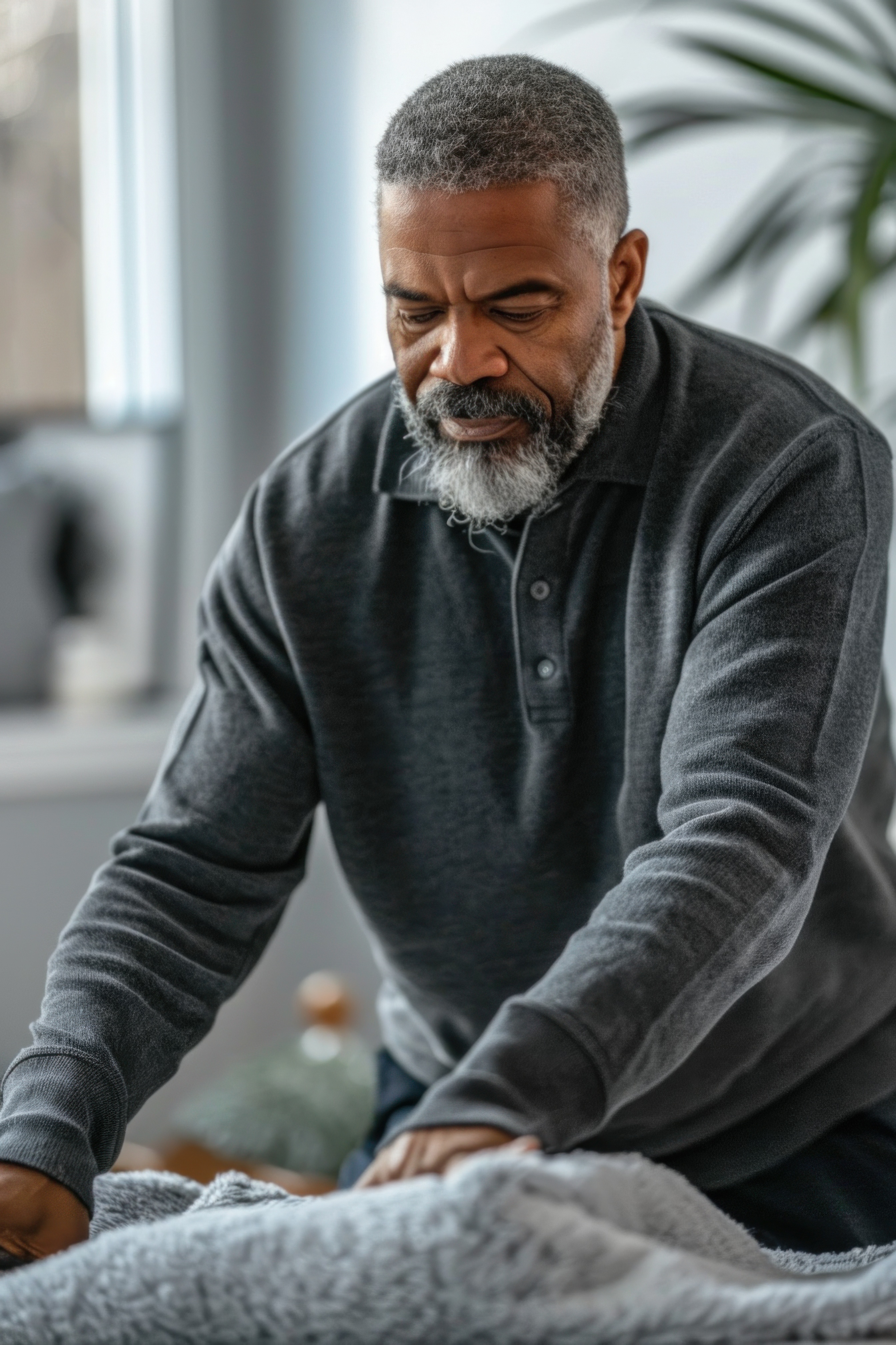 Man working on household tasks at home