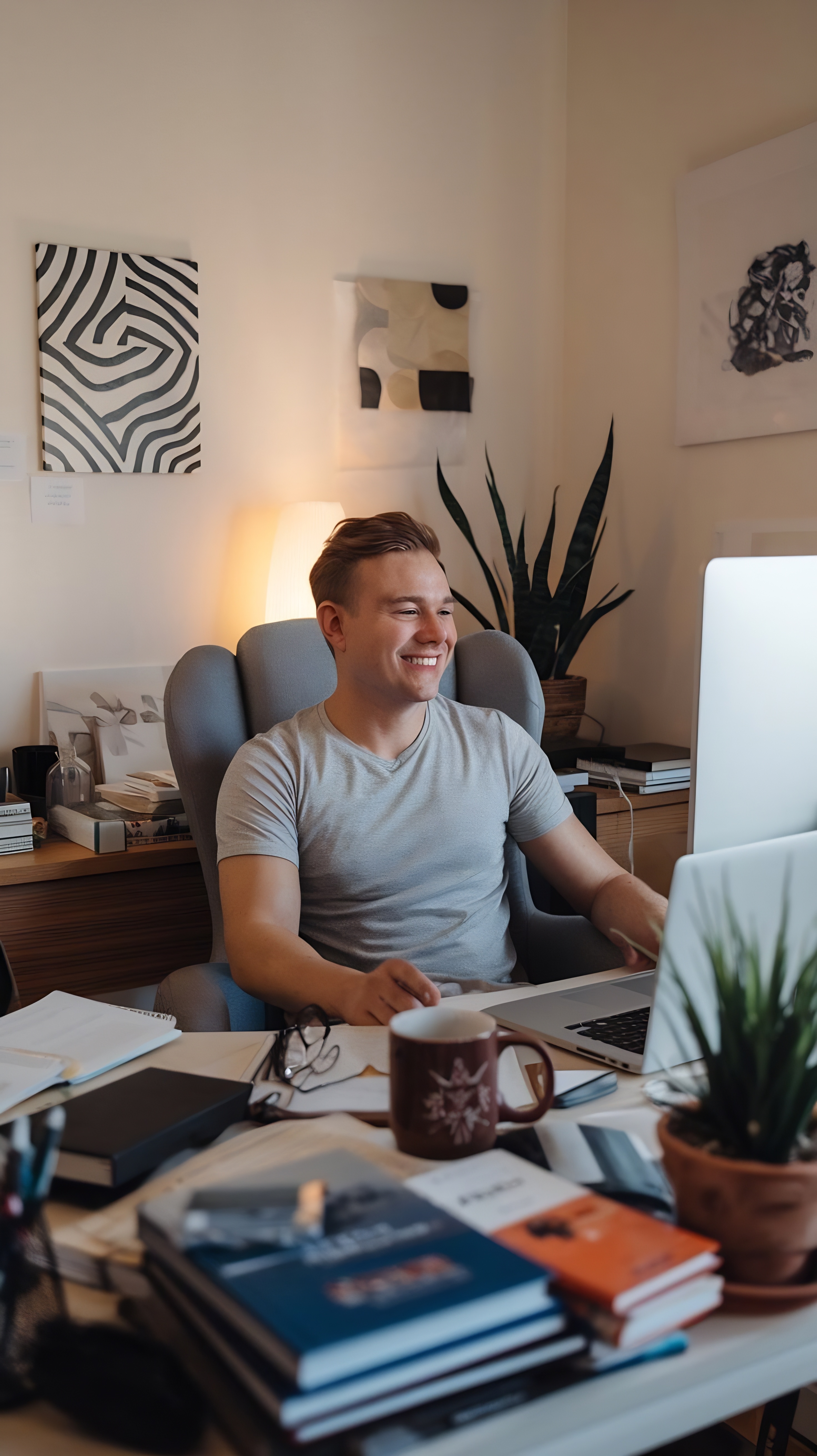 Self-employed Florida freelancer working from a home office
