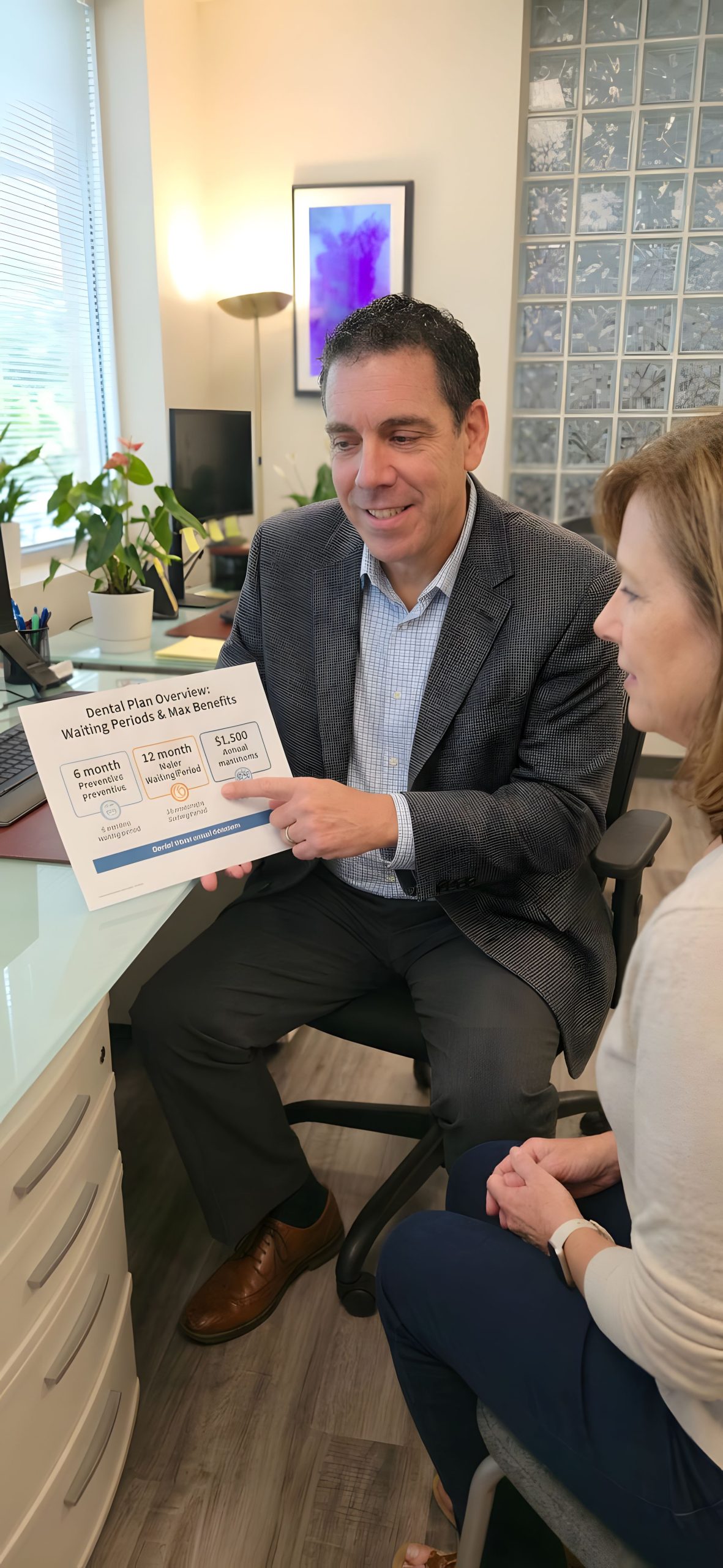 Licensed Florida insurance agents reviewing dental and vision plans